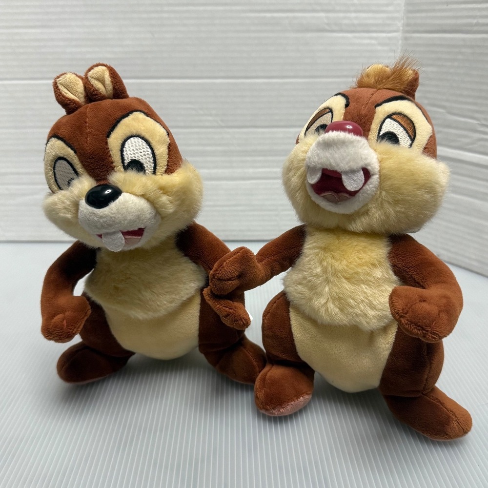 Disney Plush Toy 9in Vintage Brown Chip and Dale Best Friends Theme Park Set NEW
